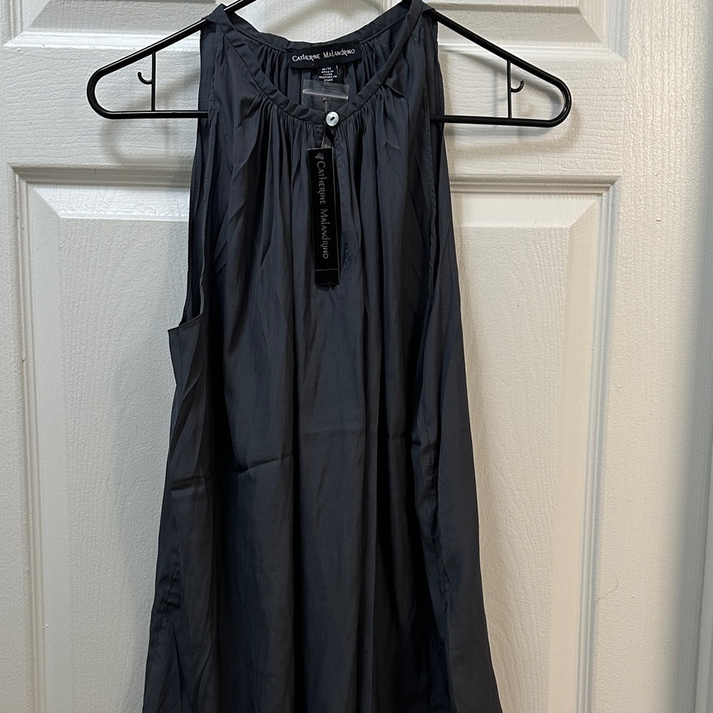 Catherine Malandrino Charcoal Sleeveless Blouse